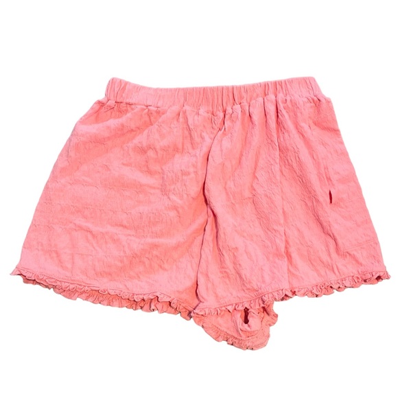 Free People Beach Twyla Ruffle Slubbed Cotton Pink Shorts with Micro Ruffle - Picture 3 of 9